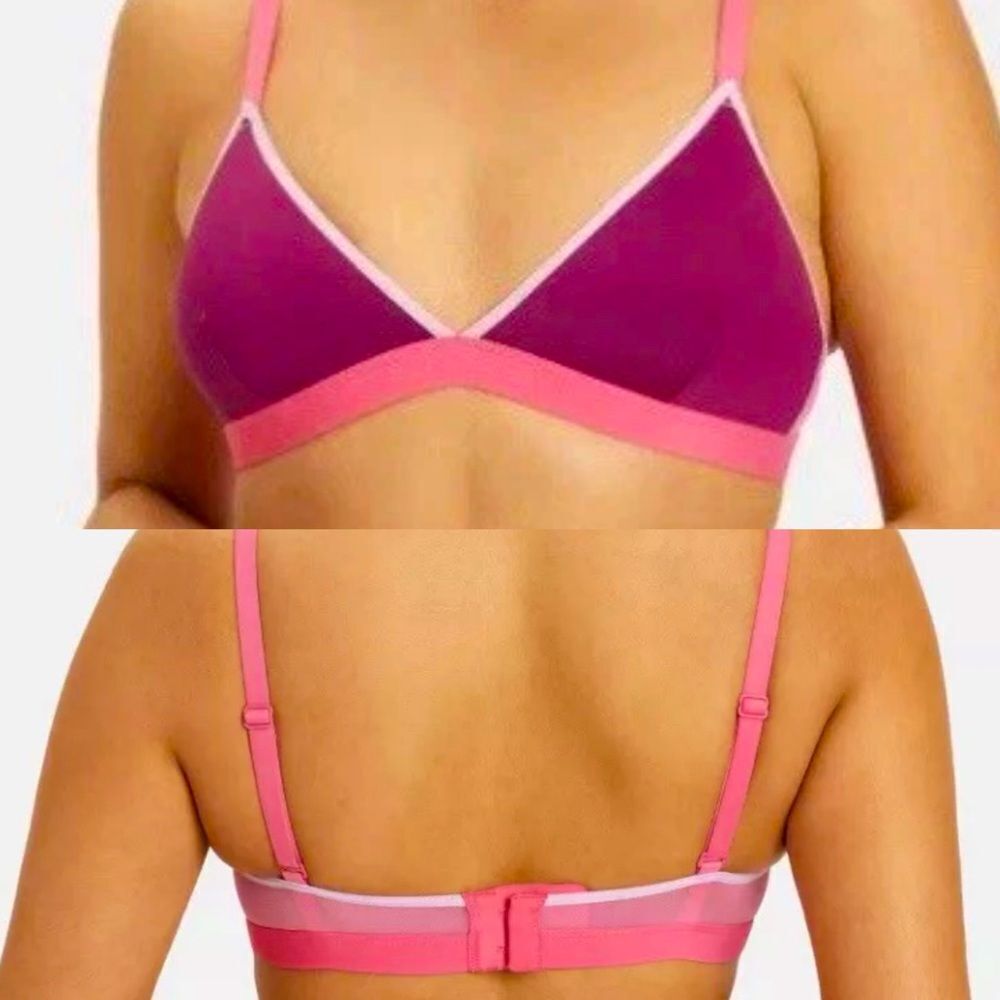 Parade Triangle Longline Silky Seamless Mesh Triangle Bralette purple pink XL